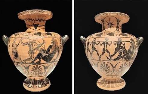 "VEDER GRECO in ETRURIA", idrìa con collo antropomorfo e idrìa con accecamento di Polifemo.